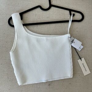 Babaton sculpt knit one shoulder cropped top